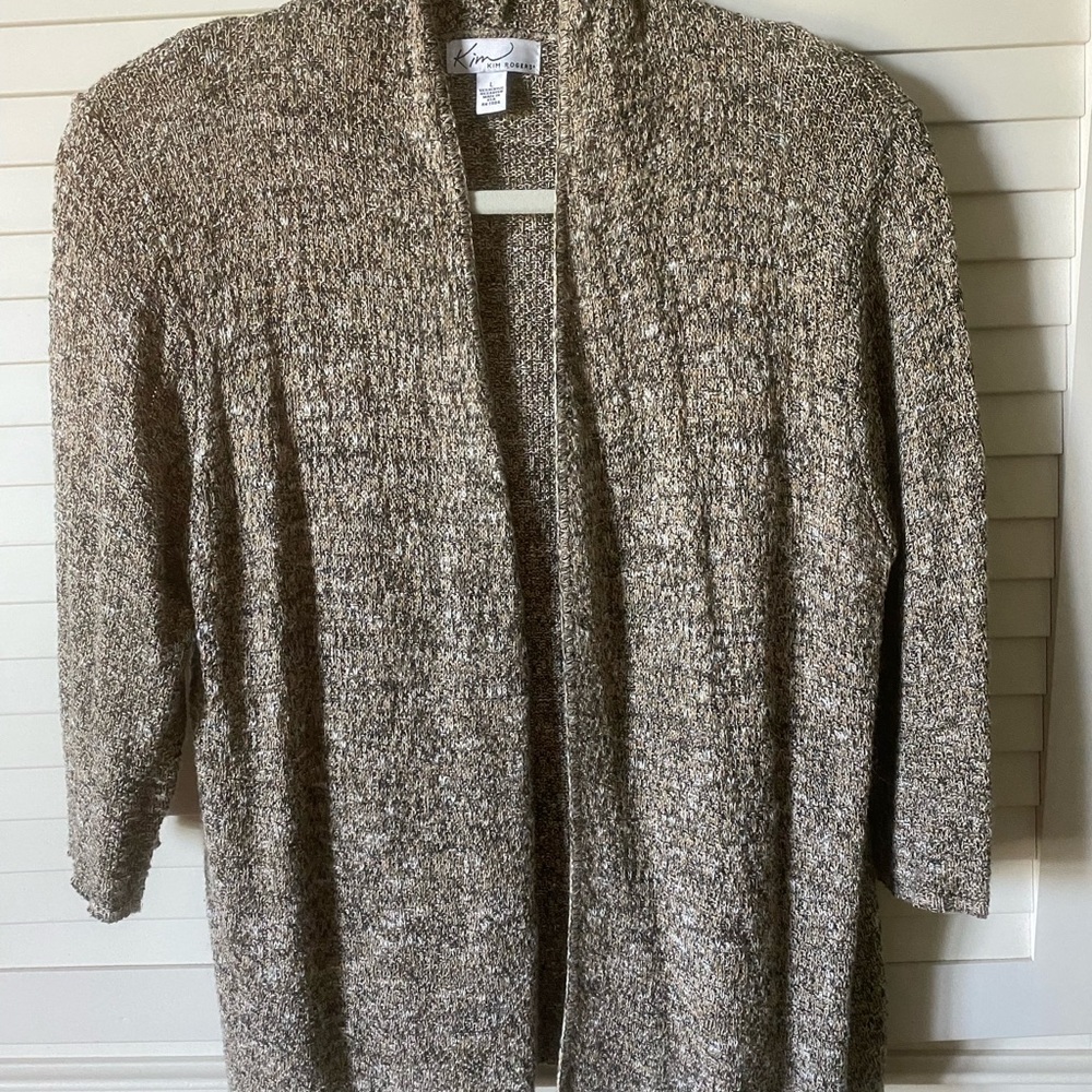 Kim Rogers Open-Front Cardigan in Heather Taupe